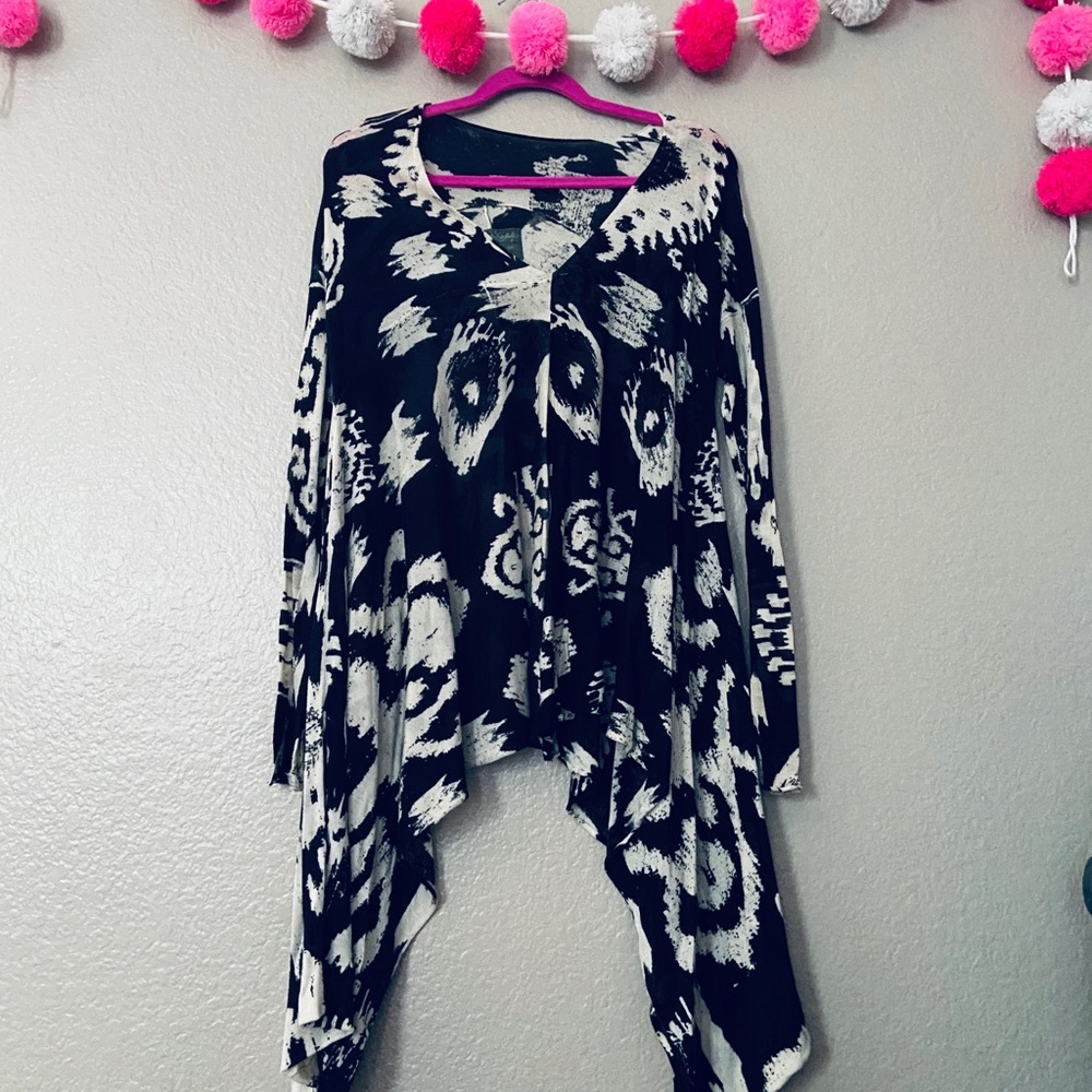 All Saints Black and White Tunic Top